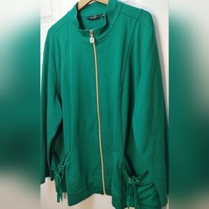 NWOT Susan Graver Green Zip-Up Jacket